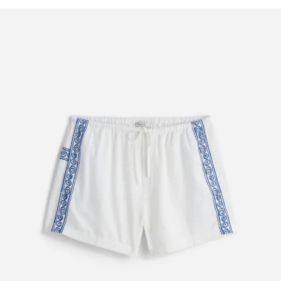 Madewell Pants - Madewell White Shorts with Blue Pattern